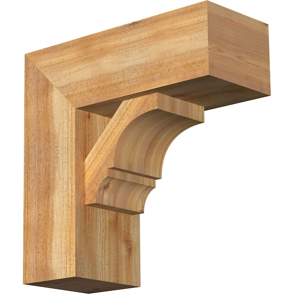 Ekena Millwork Balboa Block Rough Sawn Bracket w/ Offset Brace, Western Red Cedar, 8"W x 20"D x 20"H BKT0806X20X20BOA05RWR - main
